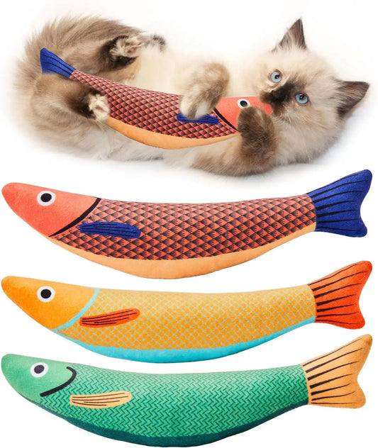Brinquedo Peixe de Pelúcia com Catnip para Gatos - Morder e Massagear Dentes