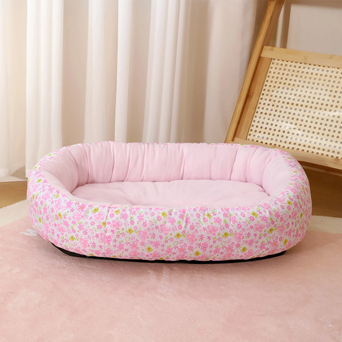 Cama Pet Floral para Todas as Estações – Macia, Confortável, para Cães e Gatos