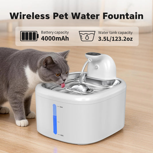Fonte de Água Automática Sem Fio para Gatos 3,5L – Bebedouro Pet com Bateria Recarregável