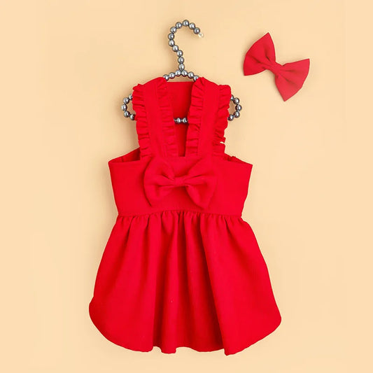 Vestido Pet Vermelho com Laço – Roupa para Cães e Gatos de Pequeno Porte