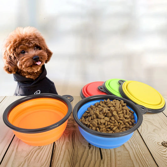 Tigela Dobrável de Silicone para Cães - 350ml a 1000ml - Portátil para Viagens