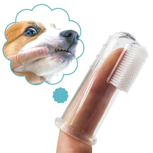 Escova Dental de Dedo em Silicone para Cães e Gatos – Higiene Bucal Pet