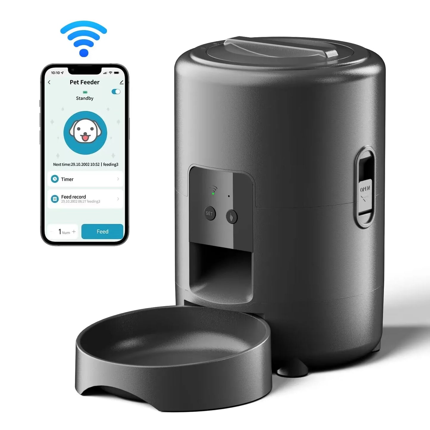 Comedouro Automático 2L com Câmera para Gatos e Cães – Alimentação Programada via APP