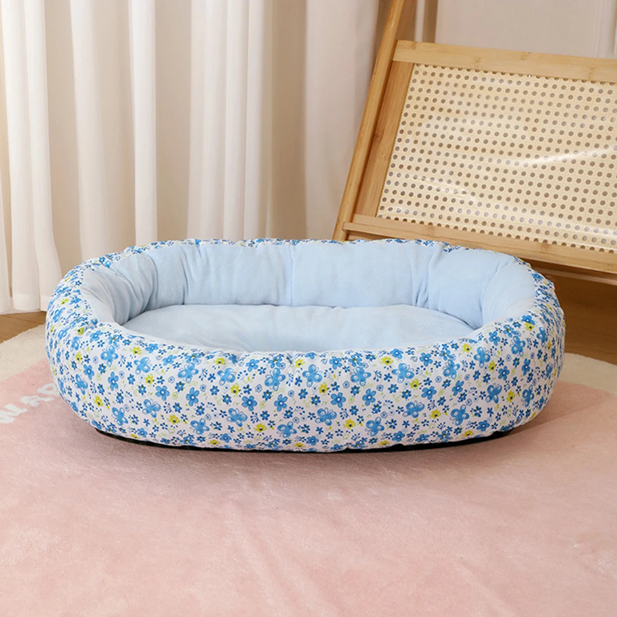 Cama Pet Floral para Todas as Estações – Macia, Confortável, para Cães e Gatos