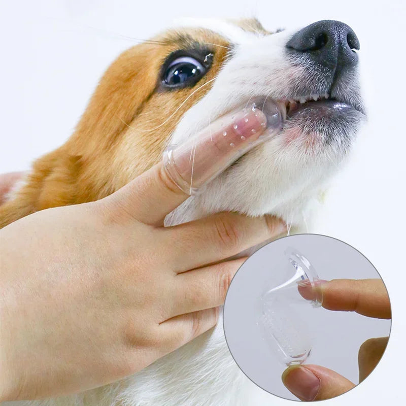 Escova Dental de Dedo em Silicone para Cães e Gatos – Higiene Bucal Pet