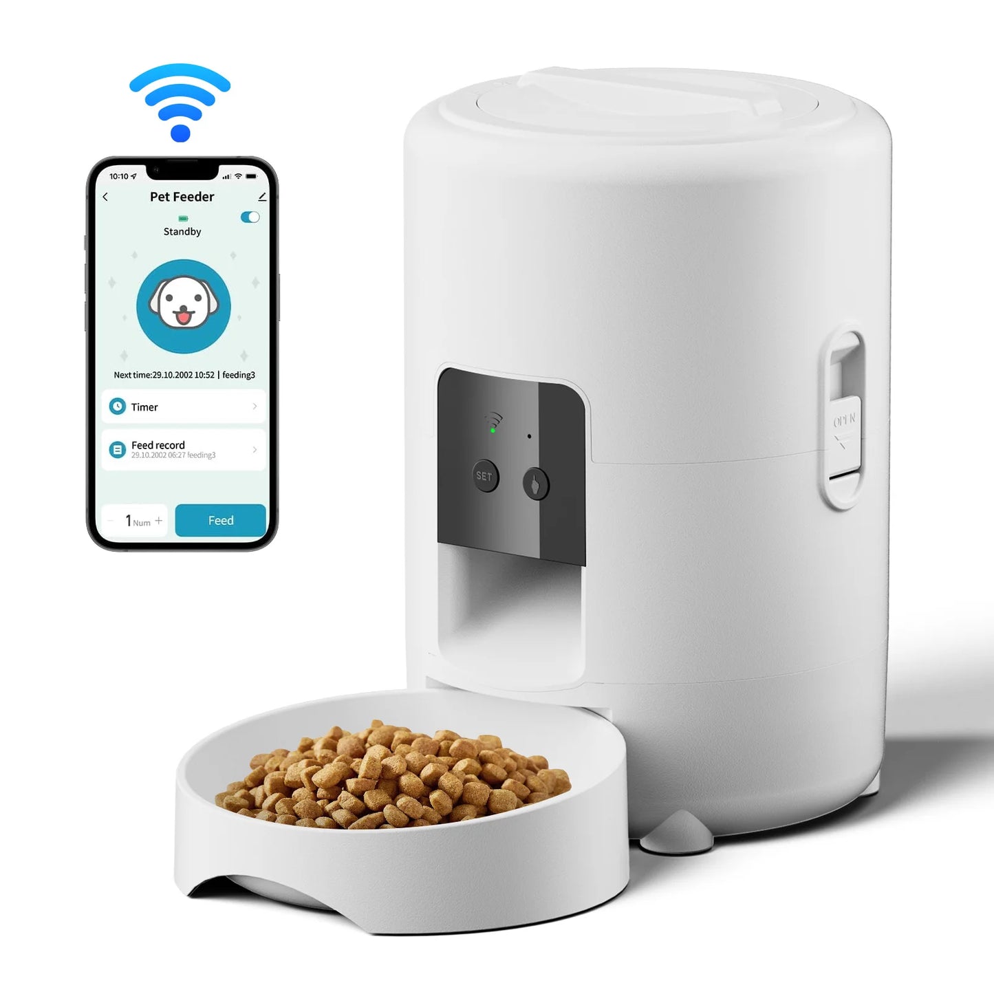 Comedouro Automático 2L com Câmera para Gatos e Cães – Alimentação Programada via APP